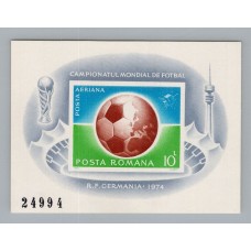 RUMANIA 1974 HOJA BLOQUE Yv 114a MINT VARIEDAD SIN DENTAR MUNDIAL DE FUTBOL RARO 110 EUROS